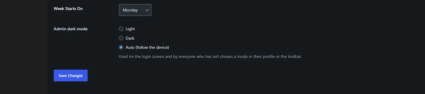 The site default on Settings › General